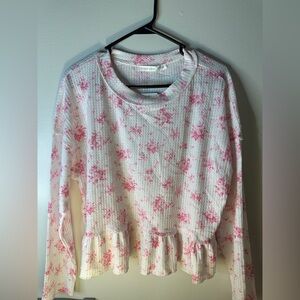 Altar'd State Pink Floral Waffle Knit Top
